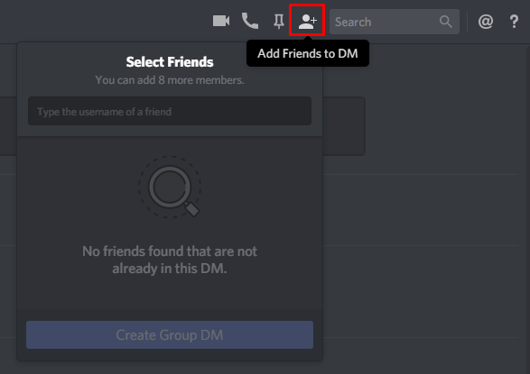 The 'Add Friends to DM' button in the Discord client