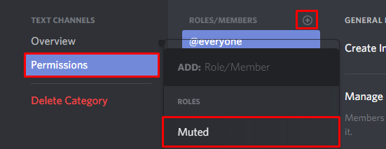 Selecting the muted role we previously created